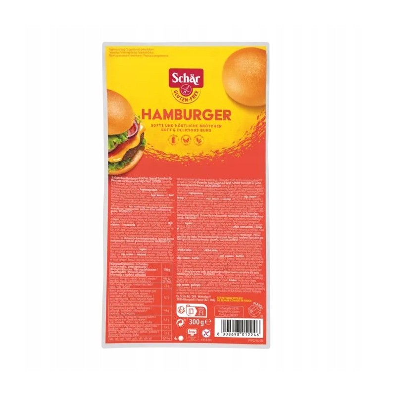 Schar HAMBURGER BUŁKI do hamburgerów ROLLS BEZGLUTENOWE 4x75G 300G